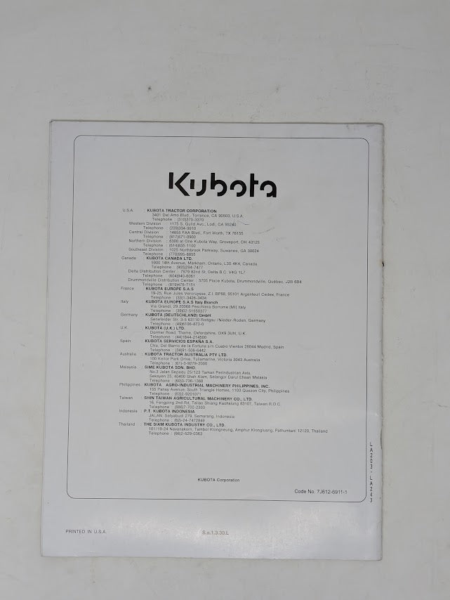 Kubota LA203, LA243 FRONT LOADER Operators Manual Hughie Willett