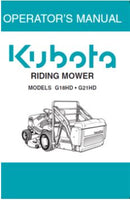 Kubota Operators Manual - G18HD, G21HD Ride on Mower