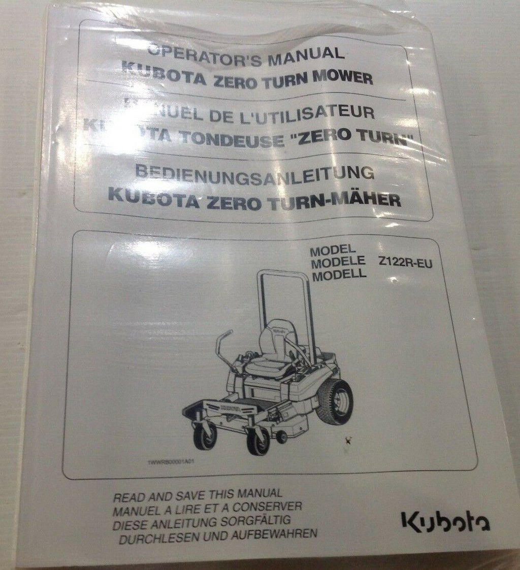 bedienungsanleitung aufbewahren KUBOTA Z122R-EU Zero Turn Operators Manual Farbe:Schwarz-Weiß Padhalter Dolce Gusto | Medium