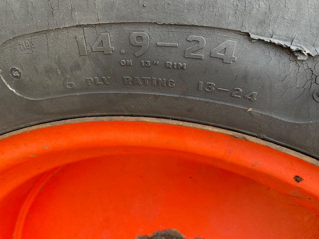 Used 14.9 - 24 Turf Tyre and Rim (set of 2)