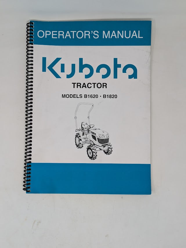 Kubota B1620, B1820 Tractor Operators Manual