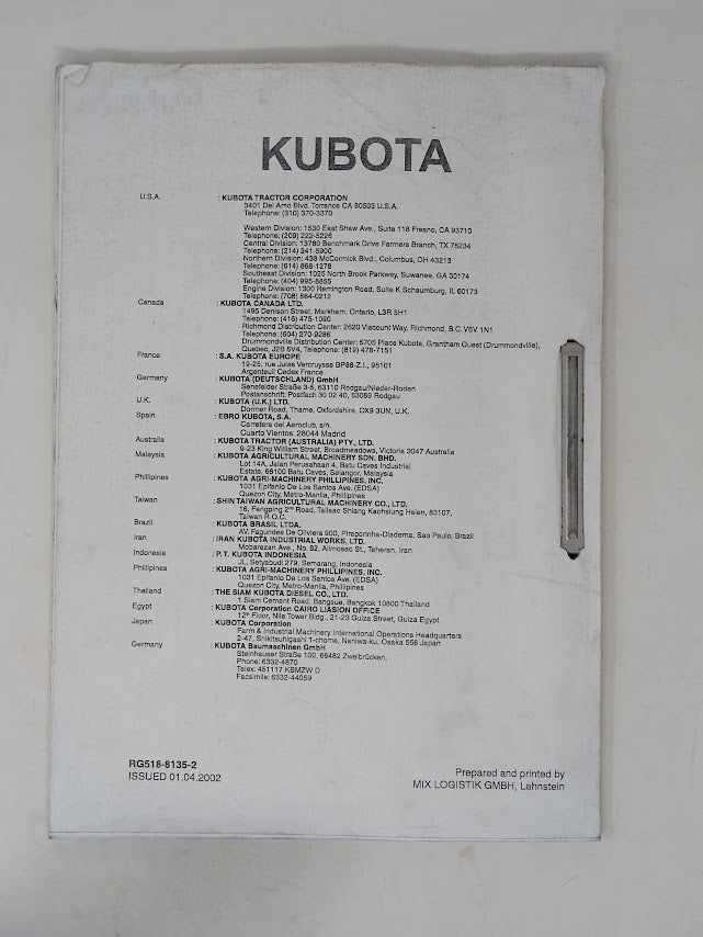Kubota 91-3, 101-3, 121-3, 161-3 EXAVATOR Operators Manual
