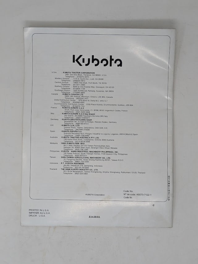 Kubota G18HD, G21HD RIDING MOWER Operators Manual