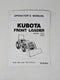 Kubota LB702, LA852 FRONT LOADER Operators Manual