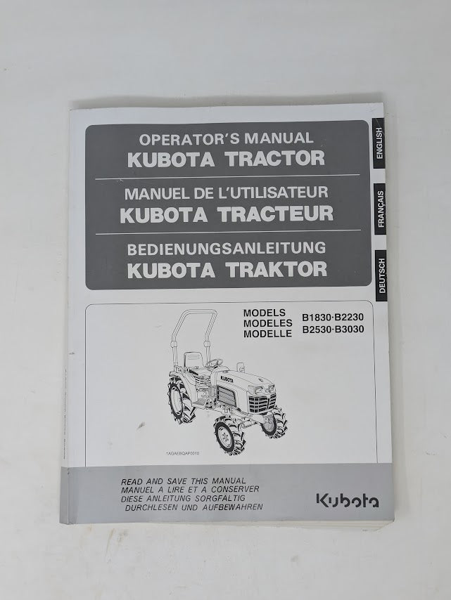 Kubota B1830, B2230, B2530, B3030 Tractor Operators Manual