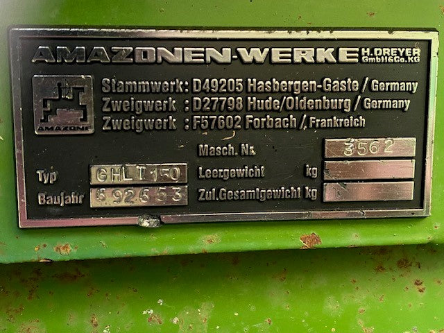 Amazone Groundkeeper GHLT150 Flail Mower / Collector