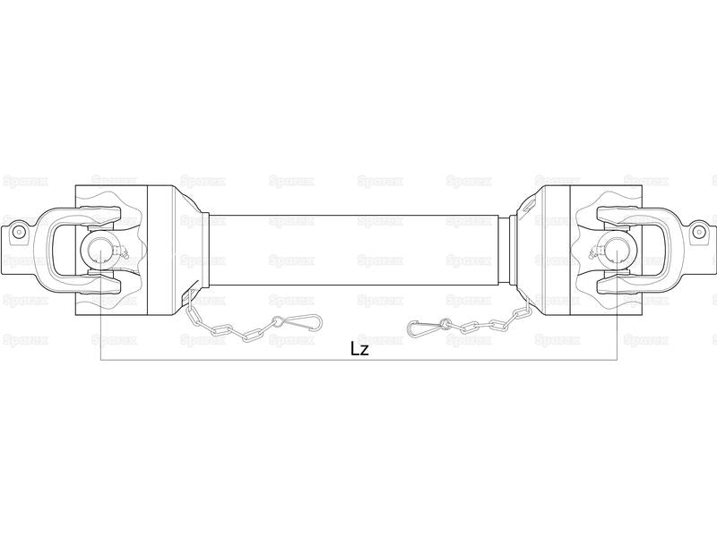 PTO Shaft - Sparex (Lz) Length: 1080mm, 1 3/8'' x 6 Spline Q.R. to 1 3/8'' x 6 Spline Q.R.