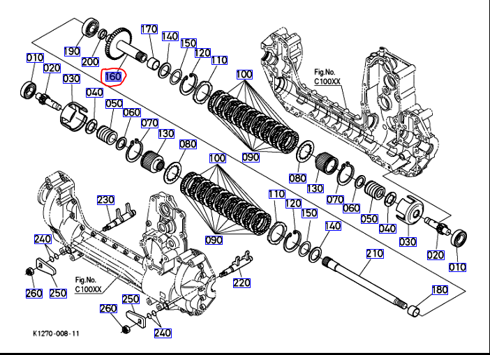 K1253-14372 Kubota Gear Shaft to fit GR2100EC2 and GR2120 models