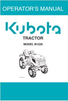 Kubota Operators Manual - B1220 Tractor