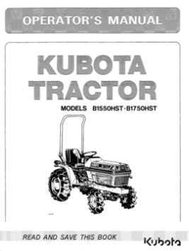 Kubota Operators Manual - B1550 HST, B1750 HST Tractor