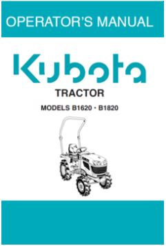 Kubota Operators Manual - B1620, B1820 Tractor (OPC Switch)