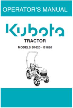 Kubota Operators Manual - B1620, B1820 Tractor (OPC Switch)