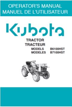 Kubota Operators Manual - B6100HST, B7100HST Tractor