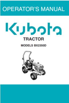 Kubota Operators Manual - BX2350 Compact Tractor