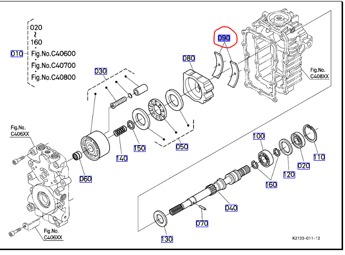 Kubota 6C050-98752 Bearing Cradle