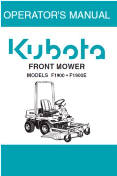 Kubota Operators Manual - F1900, F1900E Outfront Ride on Mower