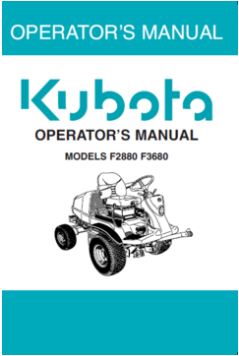 Kubota Operators Manual - F2880, F3680 Outfront Ride on Mower