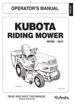 Kubota Operators Manual - G18LD  / G21LD Ride on Mower