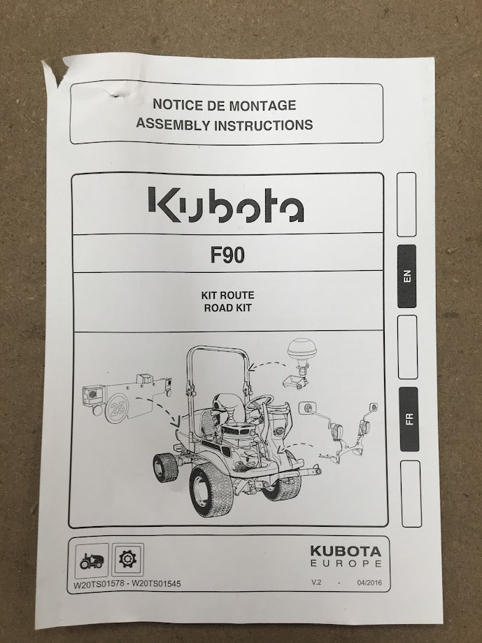 W20TS-01545  Kubota Road Light Kit Rear V2 for F90 series