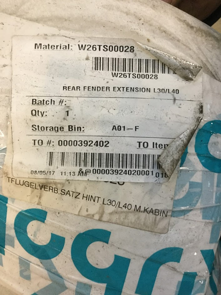 W26TS-00028  Kubota Rear Fender Extension Kit to Fit L30 / L40 Series Tractors