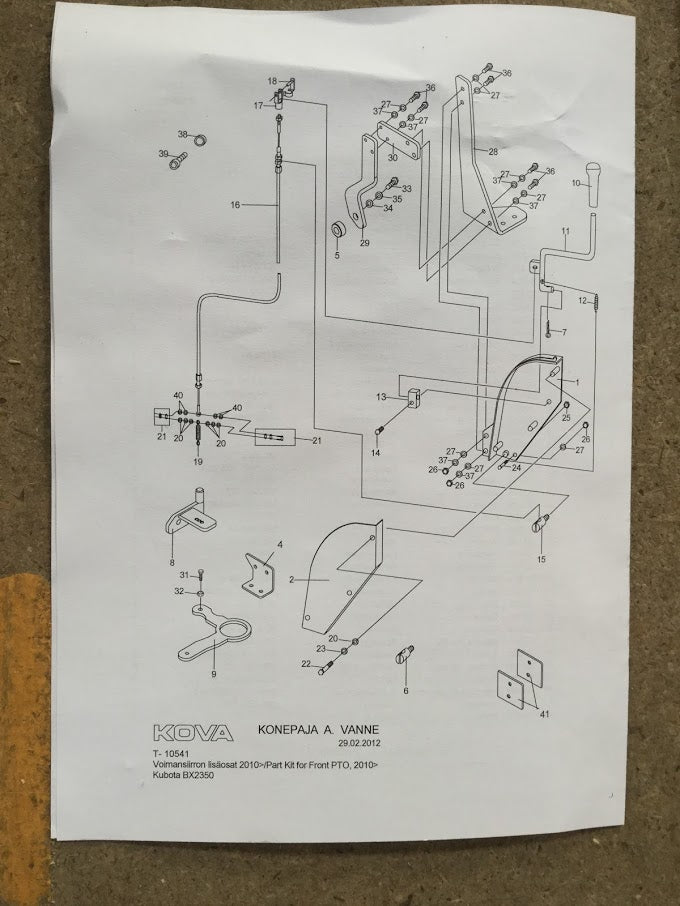 W26TK-01000  Kubota BX2350 Front PTO Assy Kit