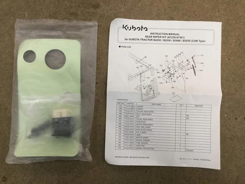 Kubota B30 Tractor Series Rear Wiper Kit 6C230-97501