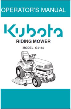 Kubota Operators Manual - G2160 Ride on Mower