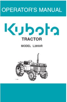 Kubota Operators Manual - L2850R Tractor