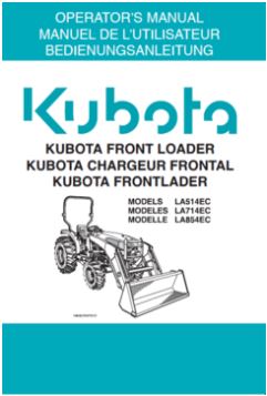 Kubota Operators Manual - LA514, LA714, LA854 EC Loader
