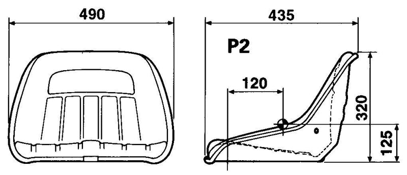 KAB P2 Seat - Replacement seat to suit agricultural and turf machinery