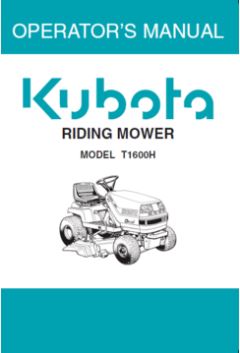 Kubota Operators Manual - T1600H Ride on Mower