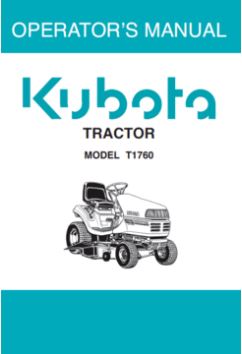Kubota Operators Manual - T1760 Ride On Mower