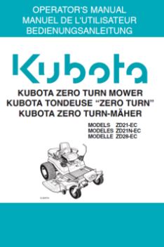 Kubota Operators Manual - ZD21-EC, ZD21N-EC, ZD28-EC Ride on Mower
