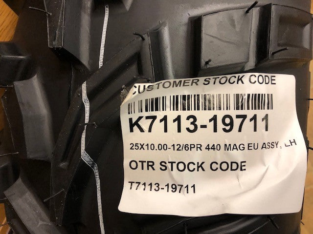 OTR Mag 440 25x10-12 Tyre and Wheel  Kubota RTVX900 Tyre and Wheel Alloy