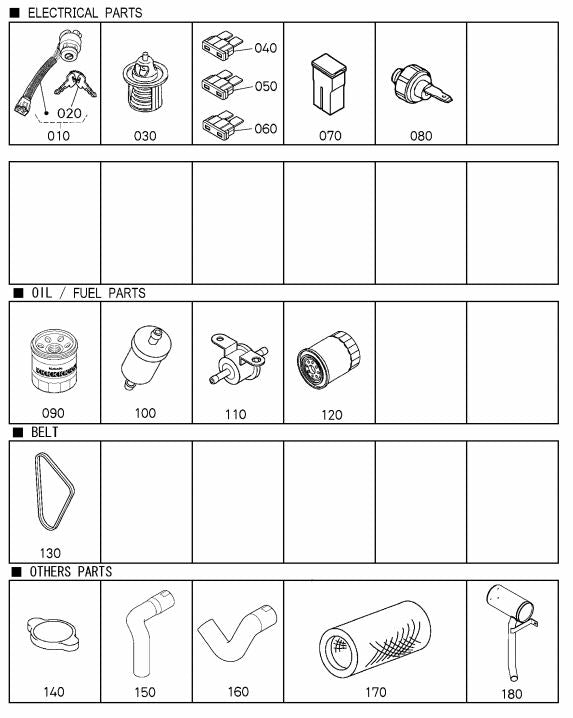 '- Kubota G18 / G18HD - Frequently Used Parts Selection
