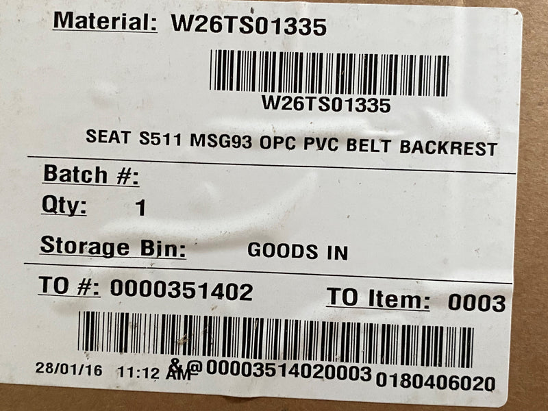 W26TS-01335 Grammer Seat S511 MSG93  Tractor Seat OPC ( PVC Cover )