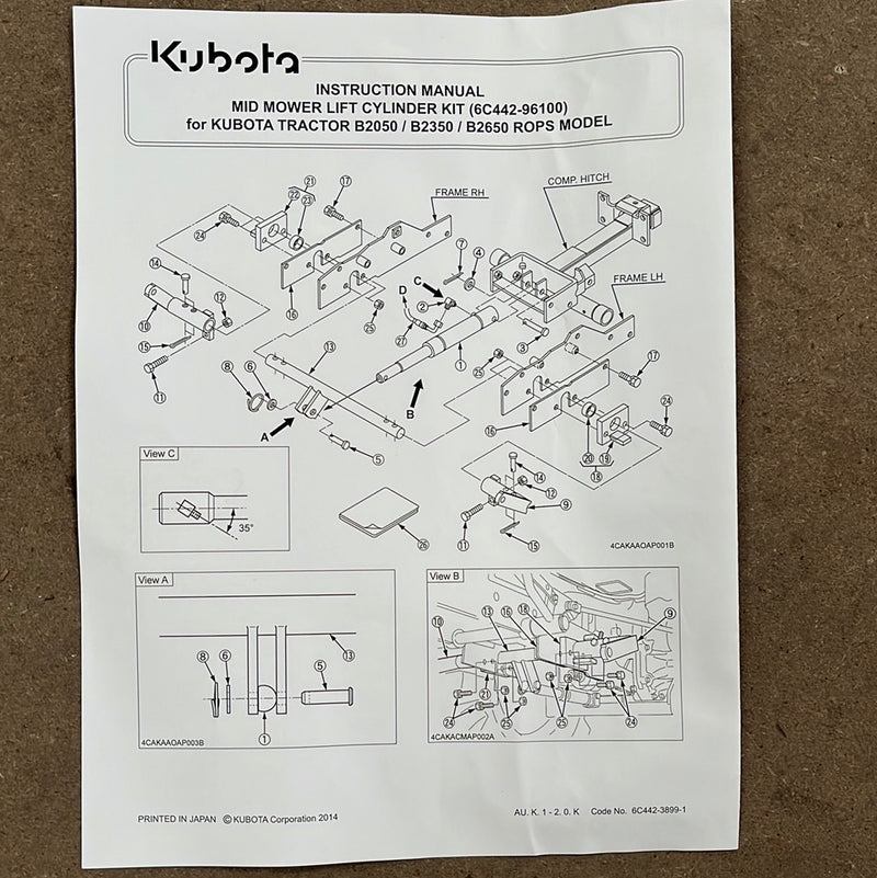 6C442-96100  Kubota Lift  Kit