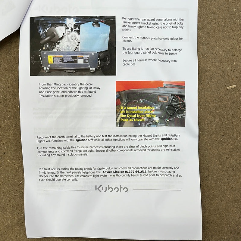 W24TS-00823  RTVX1140 Road Lighting Kit  Kubota W24TS00823