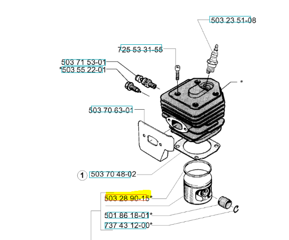 Husqvarna 503289015 Piston Ring to fit chainsaws 262XP, 61, 365SP and more